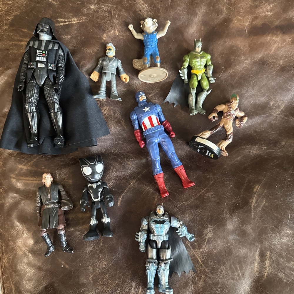 Star Wars Marvel DC Action Figure Lot Darth Vader Batman Captain America Chewie